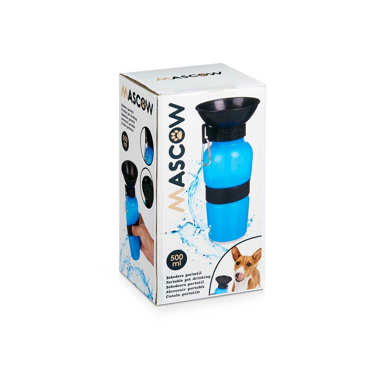 Vand Dispenser Flaske til Hunde Blå Sort Metal Plast 500 ml